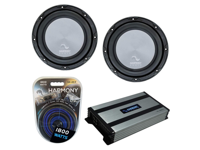Dual 10' Subwoofer Bundle HA-A102 HA-A800.1 Amp and Amp Kit 2 800 watt 10 inch Alloy Series subs, matched Class D mono combo power, complete...