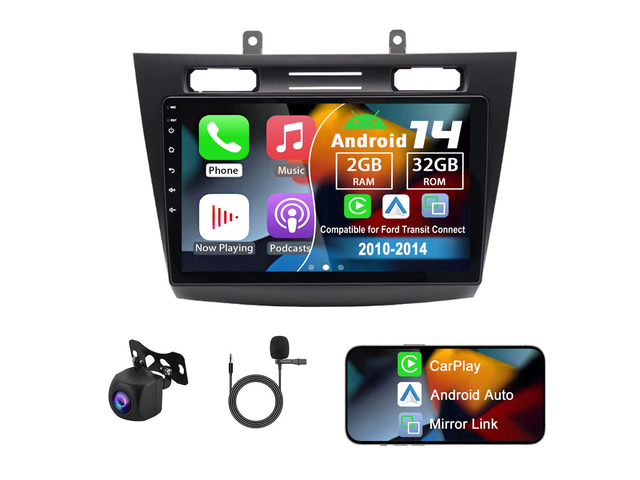 Android 14 Double Din Car Radio for Ford Transit Connect 2010-2014 10' Touch Screen Car Stereo with Wireless Carplay Android Auto GPS WiFi Mic...