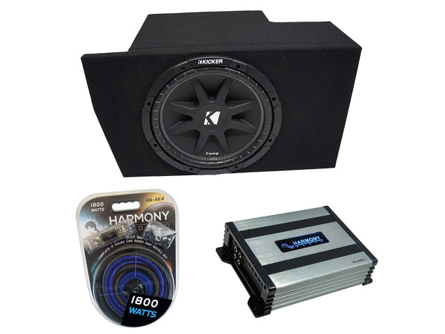Kicker Comp C12 Single 12' Sub Box HA-A400.1 Amp Fits 05-14 Ford Mustang Complete plug-and-play bass upgrade, matched power and wiring, 12 inch...