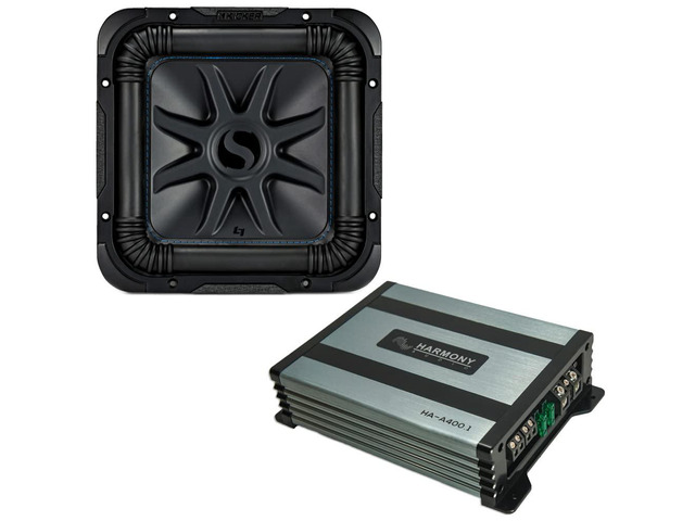 44L7S104 Car Audio Solo-Baric 10' Square L7 Subwoofer Dual 4 Ohm Voice Coils 1200 Watts Peak Sub Includes Harmony HA-A400.1 Mono Amplifier Bundle