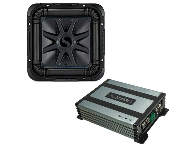 44L7S102 Car Audio Solo-Baric 10' Square L7 Subwoofer Dual 2 Ohm Voice Coils 1200 Watts Peak Sub Includes Harmony HA-A400.1 Mono Amplifier Bundle
