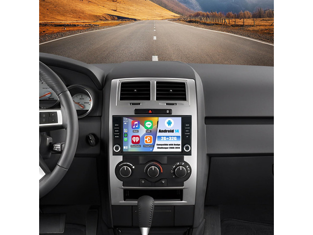 Android 14 2 Din Car Stereo Radio for Dodge Challenger 2008-2014 7' Touchscreen Car Radio w/Wireless Carplay Android Auto GPS WiFi Bluetooth RDS...