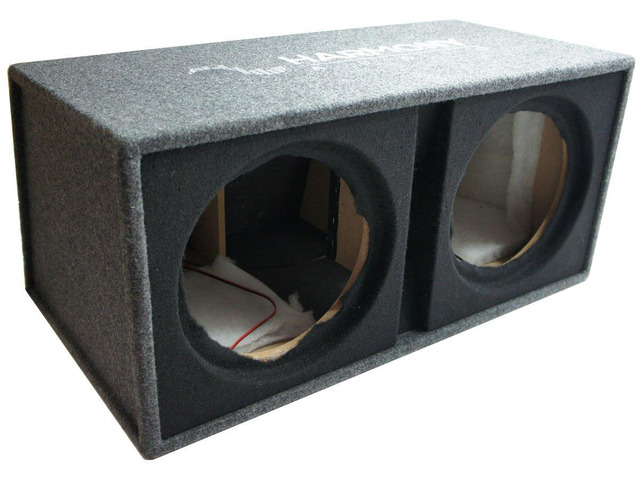 Dual 12' Vented Subwoofer Enclosure Empty Sub Box Ported 12 inch bass speaker cabinet, unloaded twin driver design, deep low end for car truck or...
