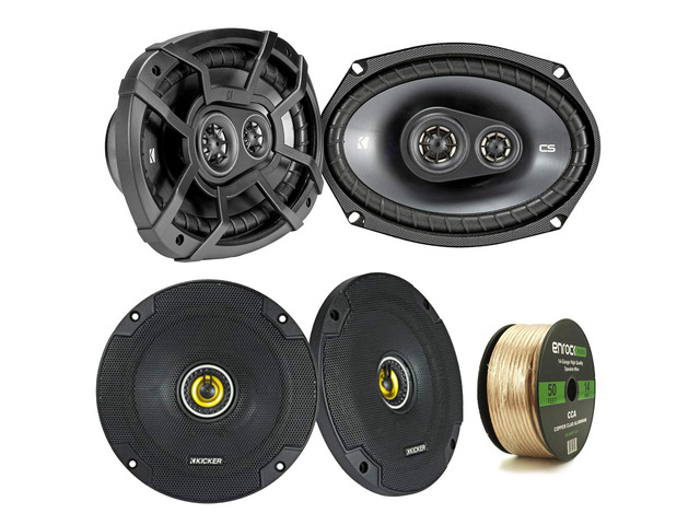 2 Pair Car Speaker Package of 2X Kicker CSC654 300-Watt 6.5' Inch 2-Way Black Coaxial Speakers + 2X CSC6934 450W 6x9 CS Series 3-Way Speakers -...