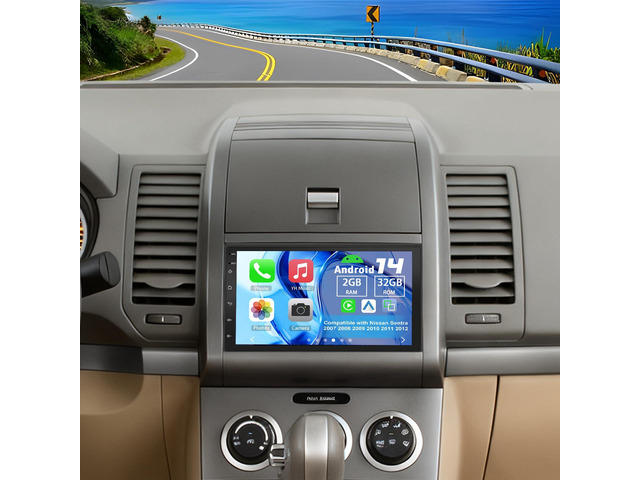 Android 14 Double Din Car Stereo Radio for Nissan Sentra 2007-2012 7' Touchscreen Car Radio w/Wireless Carplay Android Auto GPS WiFi Bluetooth...