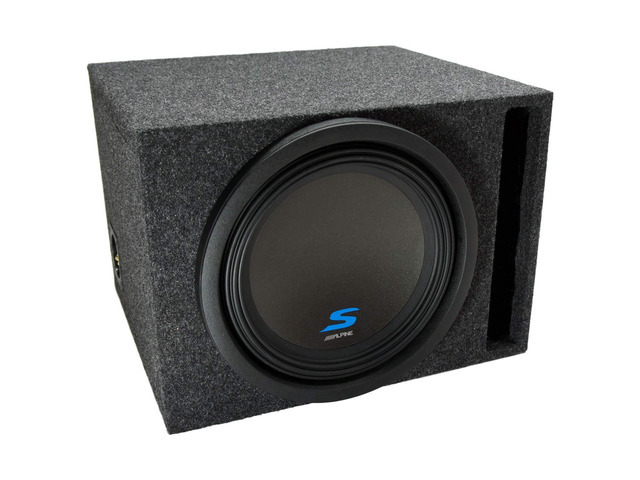 Single 12' Vented Loaded Sub Box with Alpine S-W12D4 Type S Subwoofer ASC Deep Low-End Punch, Complete 12 Inch Combo Package for Trunks,...