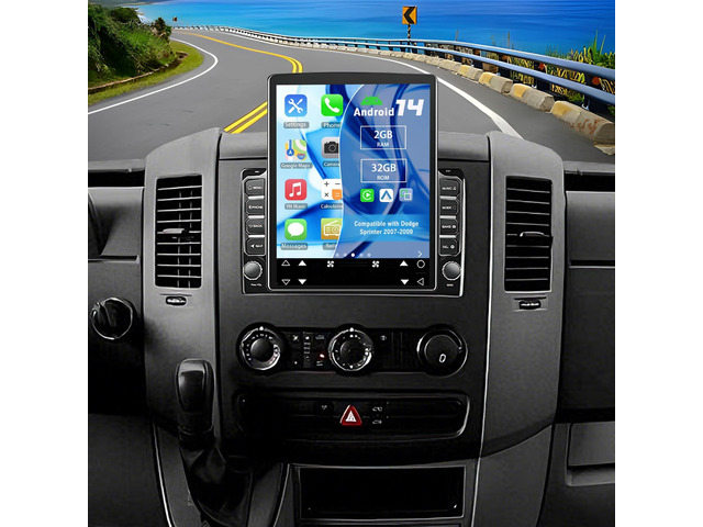 Double Din Car Stereo Upgrade Radio for Dodge Sprinter 2007-2009 9.7' Touchscreen w/Wireless Carplay Android Auto GPS WiFi Bluetooth RDS DSP SWC...