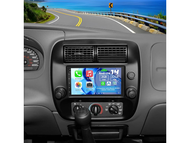 Android 14 2 Din Car Stereo Radio for Mazda B3000 B4000 1999-2009 7' Touchscreen Car Radio w/Wireless Carplay Android Auto GPS WiFi Bluetooth RDS...