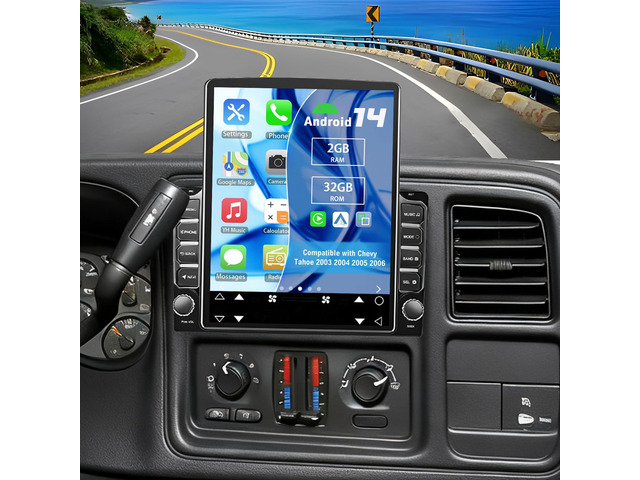 Android 14 Double Din Car Stereo Radio for Chevy Tahoe 2003-2006 9.7' Touchscreen Car Radio w/Wireless Carplay Android Auto GPS WiFi Bluetooth...