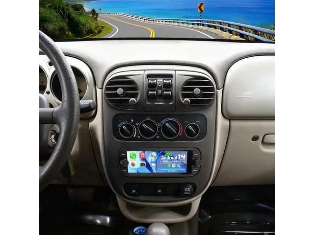 2 Din Car Stereo Upgrade Radio for Chrysler PT Cruiser 2003-2005 Android 14 4G+64G 6.86' Touchscreen Carplay Android Auto GPS WiFi Bluetooth RDS...