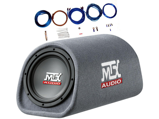 RT8PT 8' 240 Watt Amplified Loaded Subwoofer Tube Audio Set w 8 Ga. Amp Wiring Kit