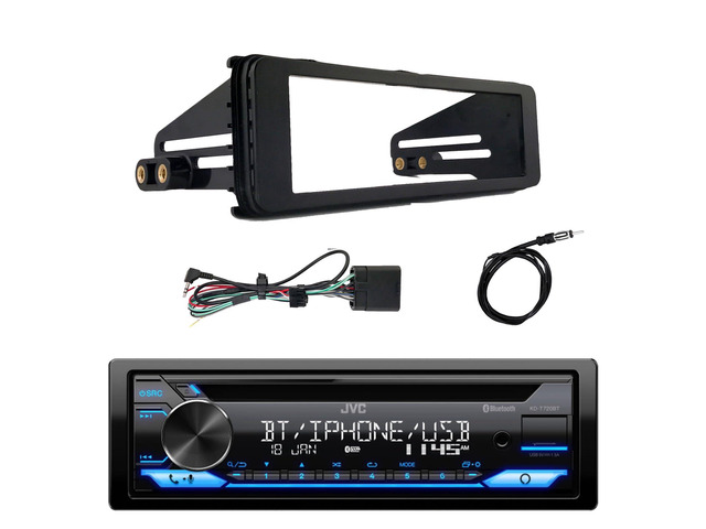 Single DIN AM/FM Radio Bluetooth CD Player Receiver with 98-13 Harley Davidson, HD Touring Stereo Installation Kit, 22' Antenna