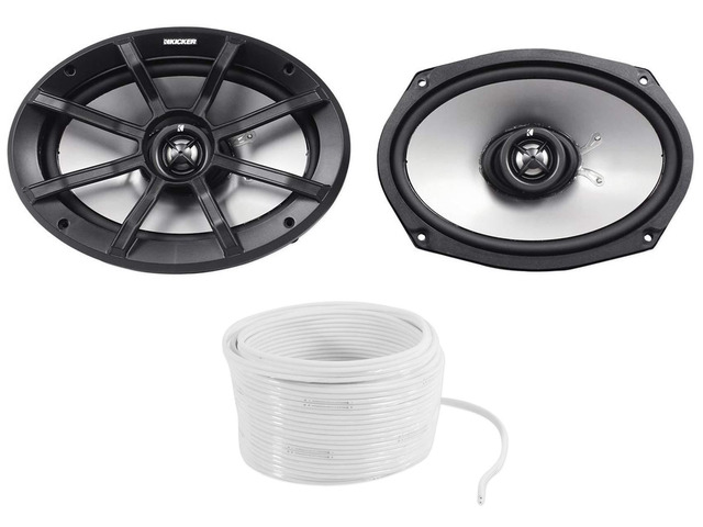 (2) 40PS694 6x9 180w Compatible with Polairs/ATV/UTV/RZR Marine Motorcycle Speakers PS69 Bundle with Rockville Marine 16G50 OFC 16 Gauge 50 Foot...