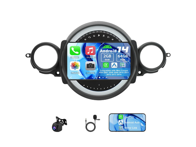 Android 14 Double Din Car Radio Compatible with Mini Cooper R56 2007 2008 2009-2014, 2G+64G 9' Touch Screen Car Stereo with Wireless Carplay...