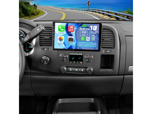 Car Radio for Avalanche 2007-2011 Silverado 1500HD/ 2500HD/ 3500HD 2007-14 Android 13 2G+32G 10.1' Car Stereo with Carplay Android Auto GPS WiFi...