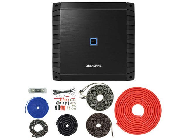 S2-A60M S Series Mono Class D Subwoofer Amplifier 600W with SoundBox TCK4 4 Gauge OFC Complete 4 GA Copper Amplifier Install Wiring Kit Bundle