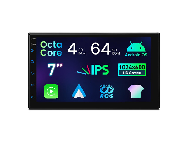 Universal Double Din Car Stereo, Android 14 Octa Core Car Radio Player, 7 Inch Touch Screen Head Unit GPS Navigation Support Bluetooth DSP CarPlay...