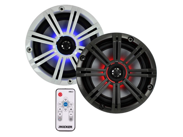 1 Pair of KM65 6.5' 195W Multicolor LED Marine Coaxial Speakers Bundle Combo with LED Remote Controller