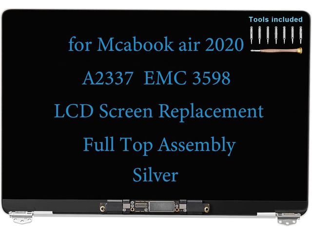 13' Screen Replacement for MacBook Air M1 2020 A2337 EMC 3598 LCD MGND3 MGN73 MGNE3 Display Screen Complete Full Top Assembly Kit (Silver)