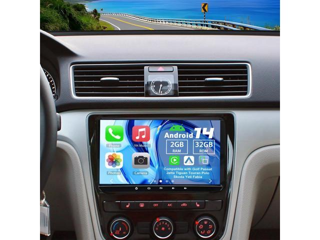 Car Stereo Radio for Golf Passat Jetta Tiguan Touran Polo Skoda Yeti Fabia Android 14 Double Din 9' Touchscreen Carplay Android Auto GPS WiFi...