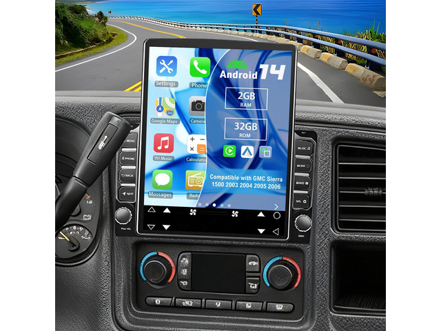 Android 14 Double Din Car Stereo Radio for GMC Sierra 1500 2003-06 9.7' Touchscreen Car Radio w/Wireless Carplay Android Auto GPS WiFi Bluetooth...