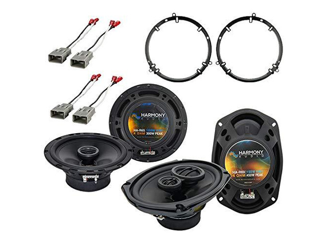 6.5 and 6x9 Speaker Package Fits Honda Accord 1998-2002 300 watt round pair plus 450 watt oval pair, direct replacement combo, upgraded bolt-in...
