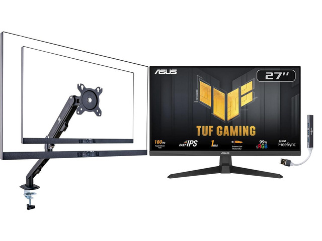 TUF Gaming 27' FHD IPS Monitor with 1ms Response Time, 180Hz Refresh Rate, Anti Glare, Flicker Free, VESA Mount (100mm), Displayport, HDMI,...