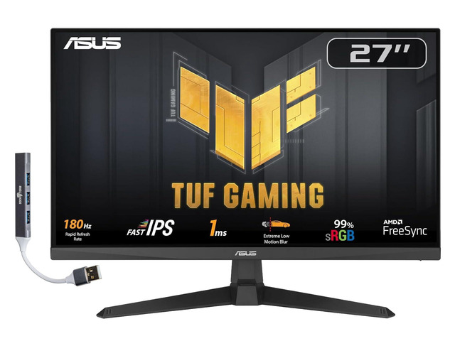 TUF Gaming 27' 1080P FHD IPS Monitor with 1ms Response Time, Black 180Hz Refresh Rate, Anti Glare, Flicker Free, VESA Mount, Built-in Speakers,...