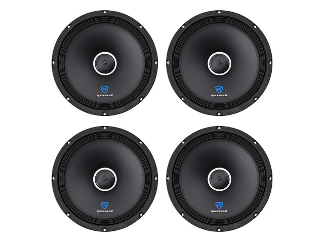 RXM104 4-Pack 10' 4-Ohm Car Mid-Bass/Midrange Speaker with Bullet 600W Peak / 300W RMS, Kevlar Cone, 2' CCAW Voice Coil, 40 Oz Magnet, Wire Mesh...