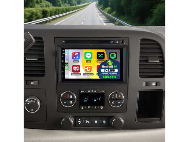 Car Stereo Radio for Chevry Silverado 1500HD 2500HD 3500HD 2007-14 Android 14 Double Din 10.1' Car Player Upgrade w/Carplay Android Auto GPS WiFi...