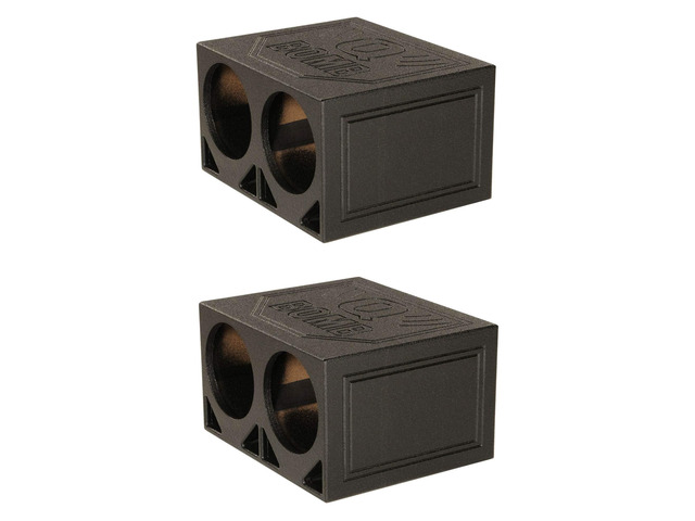 Dual 10 Inch Triangle Ported Subwoofer Box w/Bedliner Spray (2 Pack)