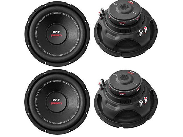 PLPW10D 10 Inch 1000 Watts Maximum Car Audio Power Dual Voice Coil 4 Ohm Impedance Subwoofer Sound Speaker System Unit, Black (4-Pack)