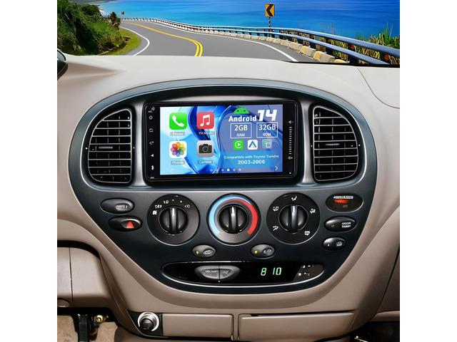 Double Din Car Stereo Upgrade Radio for Toyota Tundra 2003-2006 Android 14 7' Touchscreen Carplay Android Auto GPS WiFi Bluetooth RDS SWC...