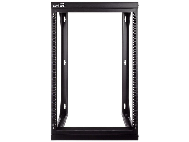 15U Open Frame Server Rack for 19' IT Network Equipment & A/V Devices, Free Standing or Wall Mount Rack with 180 Degrees Gate Swing, Black
