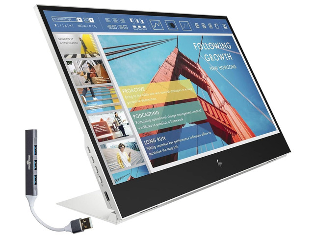 14' FHD IPS Portable Monitor with Anti-Glare, Flicker Free 5ms Response Time, 400 nits Brightness, USB-C & Dockztorm USB Port Expander, Silver Color