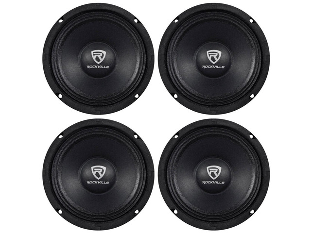 RM64PRO 6.5' 4 Ohm Mid-Bass Midrange Car Speaker, 103dB, 4-Pack 200W Peak / 100W RMS, CEA Compliant, Open Basket, 90oz Magnet, 1.5' CCAR Voice...