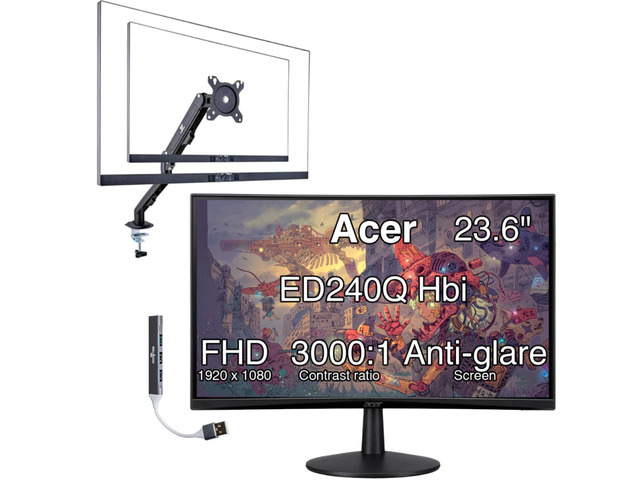 Nitro 24' Monitor, FreeSync 100?Hz FHD 1500R Curve ZeroFrame Design with 1ms Response Time, VESA Mount (100mm), VGA, HDMI & Dockztorm USB Port...