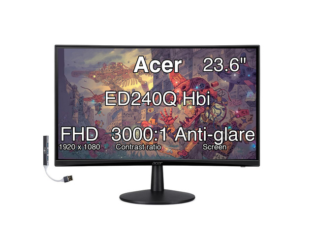 Nitro ED240Q 24-Inch 1500R Curved FHD Monitor FreeSync, 1ms Response Time, ZeroFrame Design, HDMI, VGA, VESA Mount (100mm) & Dockztorm USB Port...