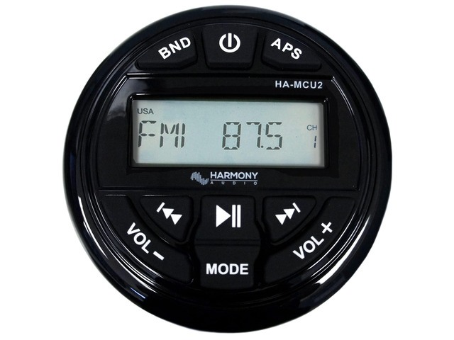 Gauge Style Marine Radio Bluetooth AM/FM USB Boat Stereo Weather-Resistant Round Media Center, Wireless Music Streaming, Compact Dash Mount...