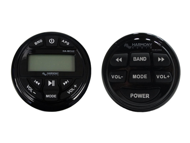 Marine Stereo with Remote Bluetooth Gauge Style Boat Radio Media Receiver and Controller Bundle, Weather-Resistant, Wireless Streaming, AM/FM USB,...