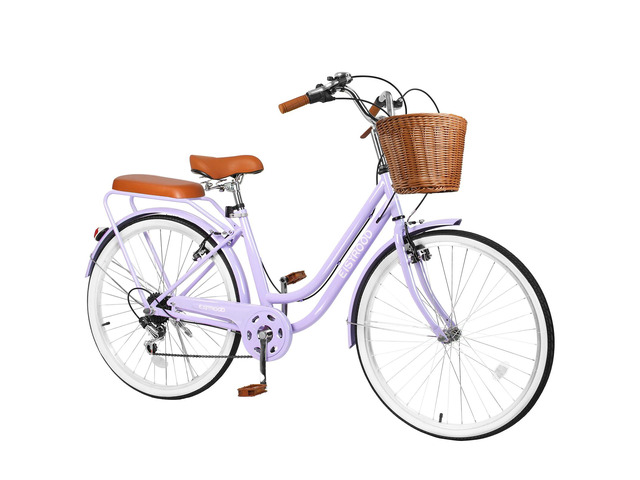 26' Women's Cruiser Bike, 7-Speed City Bike Duable Bar Featuring Convenient Basket & Rack, Perfect Adult Bicycle for Commuting, Leisure, and...