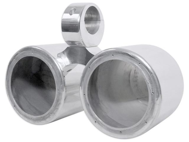 DMAC65S Dual 6.5 in Wakeboard Tower Speaker Enclosure, Polished Aluminum, Waterproof, Internally Wired, Universal Fit, for Marine Audio Systems,...