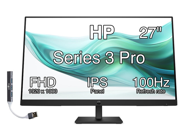 Series 3 Pro 27' FHD IPS Anti-Glare Monitor with 5ms Response Time Built-in 2x2W Speakers, Height Adjustable, Flicker Free, VESA Mount (100mm),...