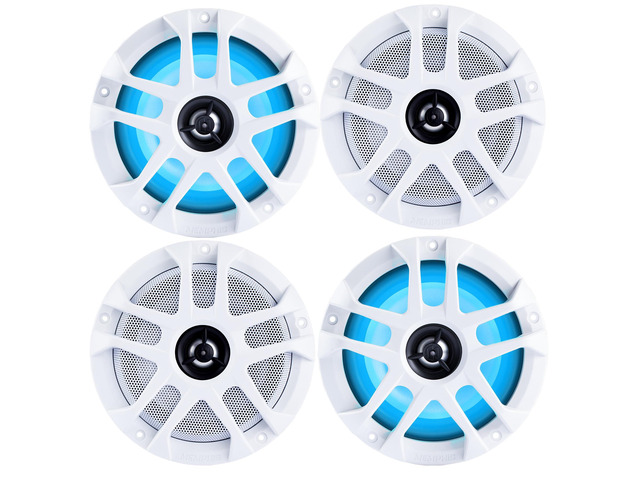 6.5' LED Marine Coaxial Speakers - 2 Pair (4 Units) - OEM Bulk Pack MXA60L with White Grilles