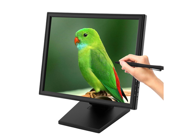 17 inch POS Touchscreen Monitor, 4:3 Display 1280 x 1024 HD Multi-Touch Monitor Computer Touch Screen PC Display with VGA Input, Metal Stand for...