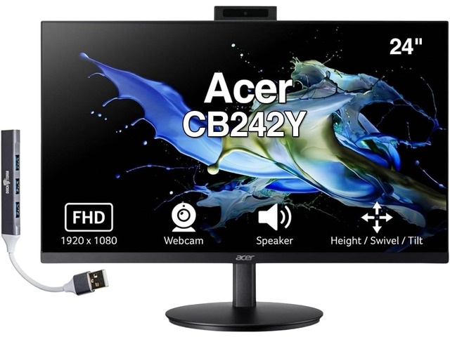 24' 1080P IPS Conferencing Monitor, Adjustable Height/Swivel/Tilt FHD Webcam, AMD Free Sync, Built-in Speakers, 75Hz Refresh Rate, Anti-Glare,...
