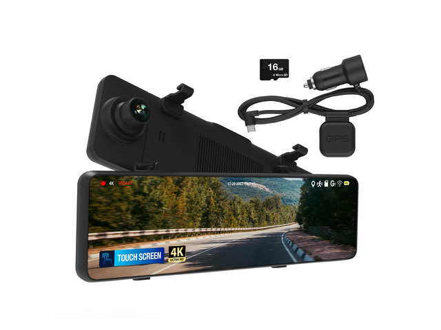 Type S Y400 2-in-1 Car Mirror with Integrated 4K dashcam, Ultra HD Recording, Smart G-Sensor Incident Recording, Parking Surveillance, GPS, Motion...