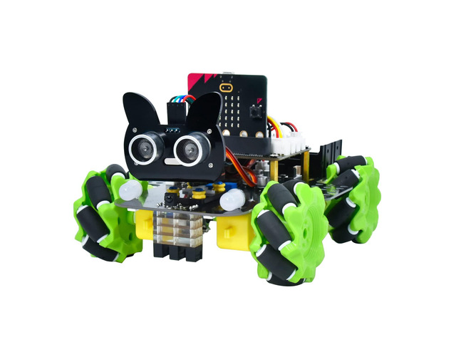 4WD Smart Car Coding Robot Kit with Microbit V2 for Makecode and Python, DIY Building Robot Kit for STEM Education 15+, IR Remote/APP Control