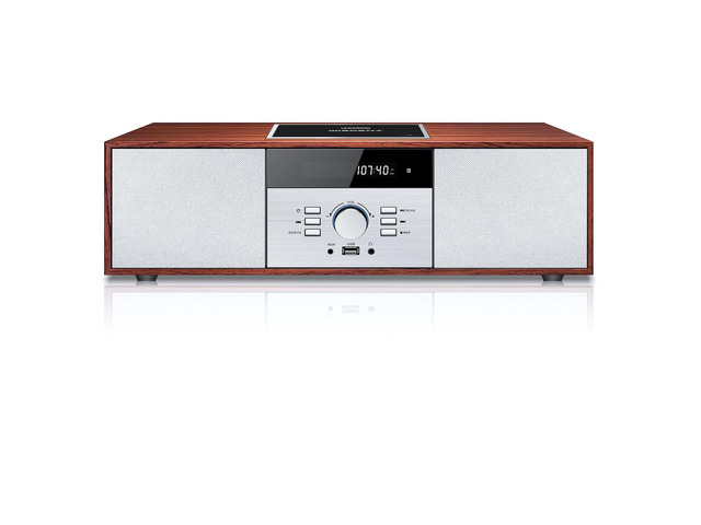 Vintage Style Home CD Player with Bluetooth, FM Radio, USB Port for MP3 Playback, Aux-in, Earphone Port, 30W Nostalgic Wood Home HiFi Stereo System