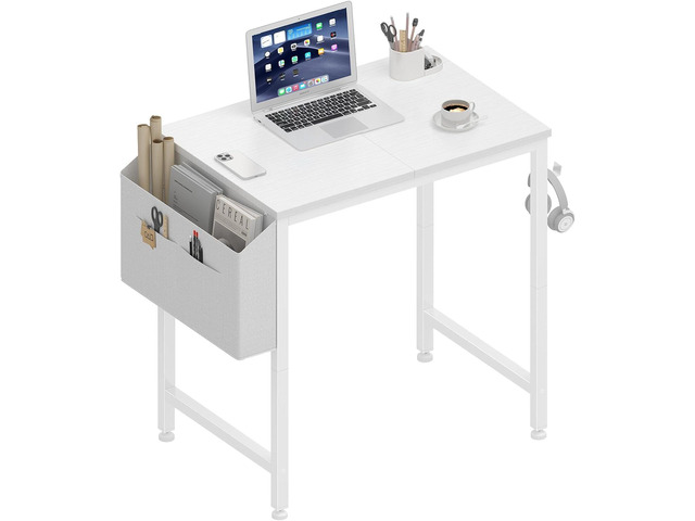 Small White Desk for Small Spaces, 24 Inch Kids Girls Study Writing Mini Desks for Bedroom, Simple Modern Laptop PC Little Side Table with Storage...
